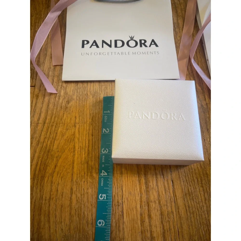 Pandora Set of 2 Jewelry Gift Boxes and Gift Bags Pink Ribbon White Black EMPTY